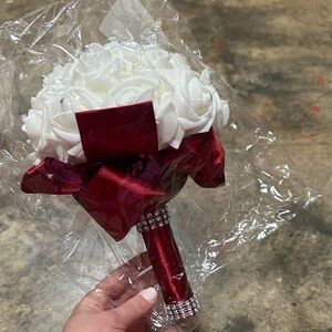 Elegant White and Red Rose Bouquet